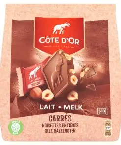 Côte D Or Belgian Chocolate | Côte D'Or Carrés Pralines Milk Chocolate Whole Hazelnuts | Côte D'Or Chocolates | Belgian Chocolates Made In Belgium Côte D'Or | 7 Ounce Total