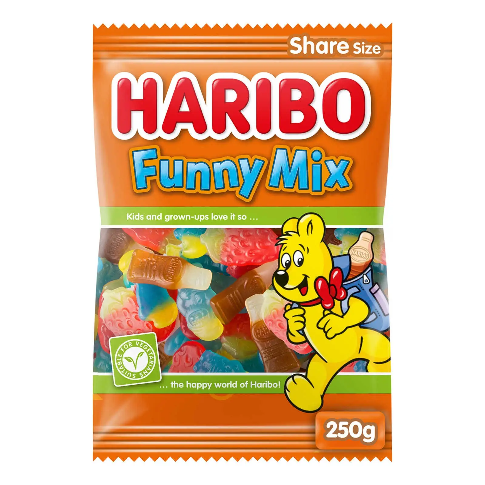 Bonbons Haribo | Funny Mix Share Size | Bonbons gélifiés Haribo | Bonbons Haribo | 250 g au total
