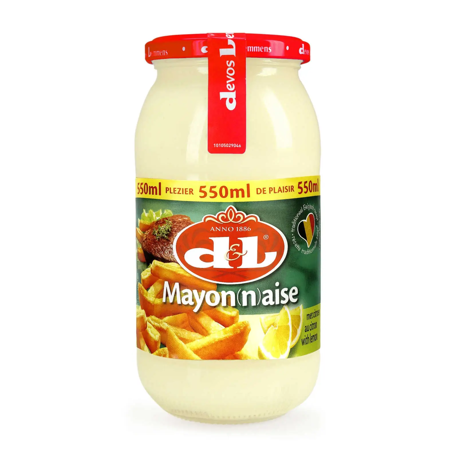 Salsa Devos Lemmens | Mayonesa con limón 550 ml | Devos Lemmens | Salsa belga | 19,4 onzas en total