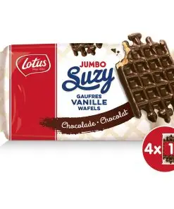 Lotus-Kekse | Suzy Jumbo Vanille-Waffeln mit Schokolade 4 Stück | Lotus-Kekse | Belgische Kekse | 10,5 Unzen insgesamt