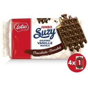 Galletas Lotus | Suzy Jumbo Vanilla Wafers Chocolate 4 piezas | Galletas Lotus | Galletas belgas | 10,5 onzas en total - Imagen 2