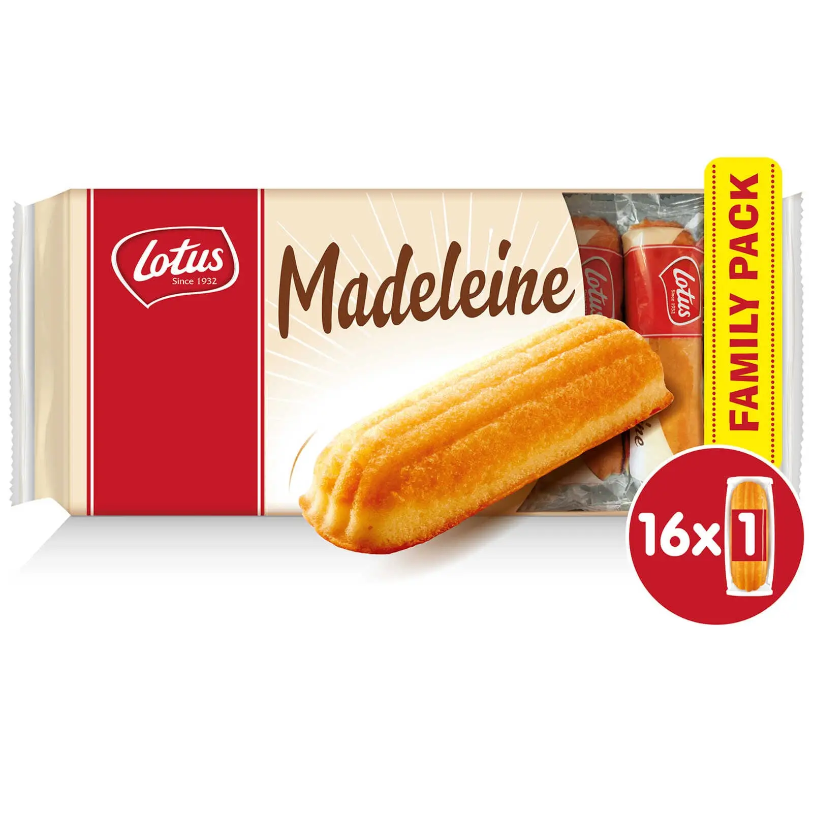 Biscuits Lotus | Madeleine Family Pack 16 pièces | Biscuits Lotus | Biscuits belges | 14,1 onces au total