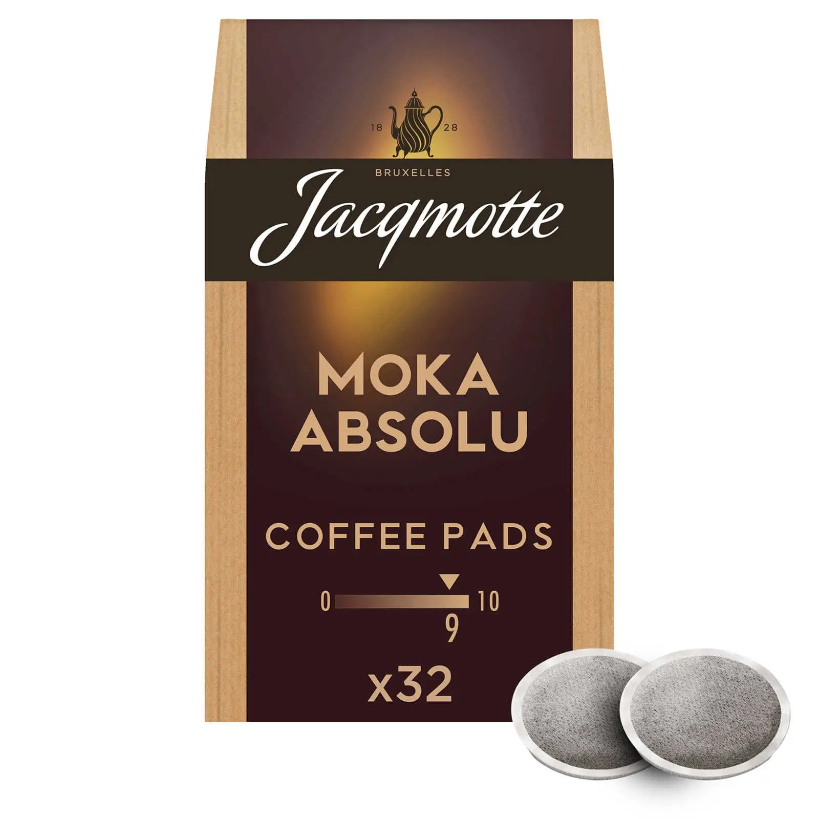 Café Jacqmotte | Dosettes de café Moka Absolu 32 pièces | Café belge | Café Jacqmotte | 7,8 onces au total