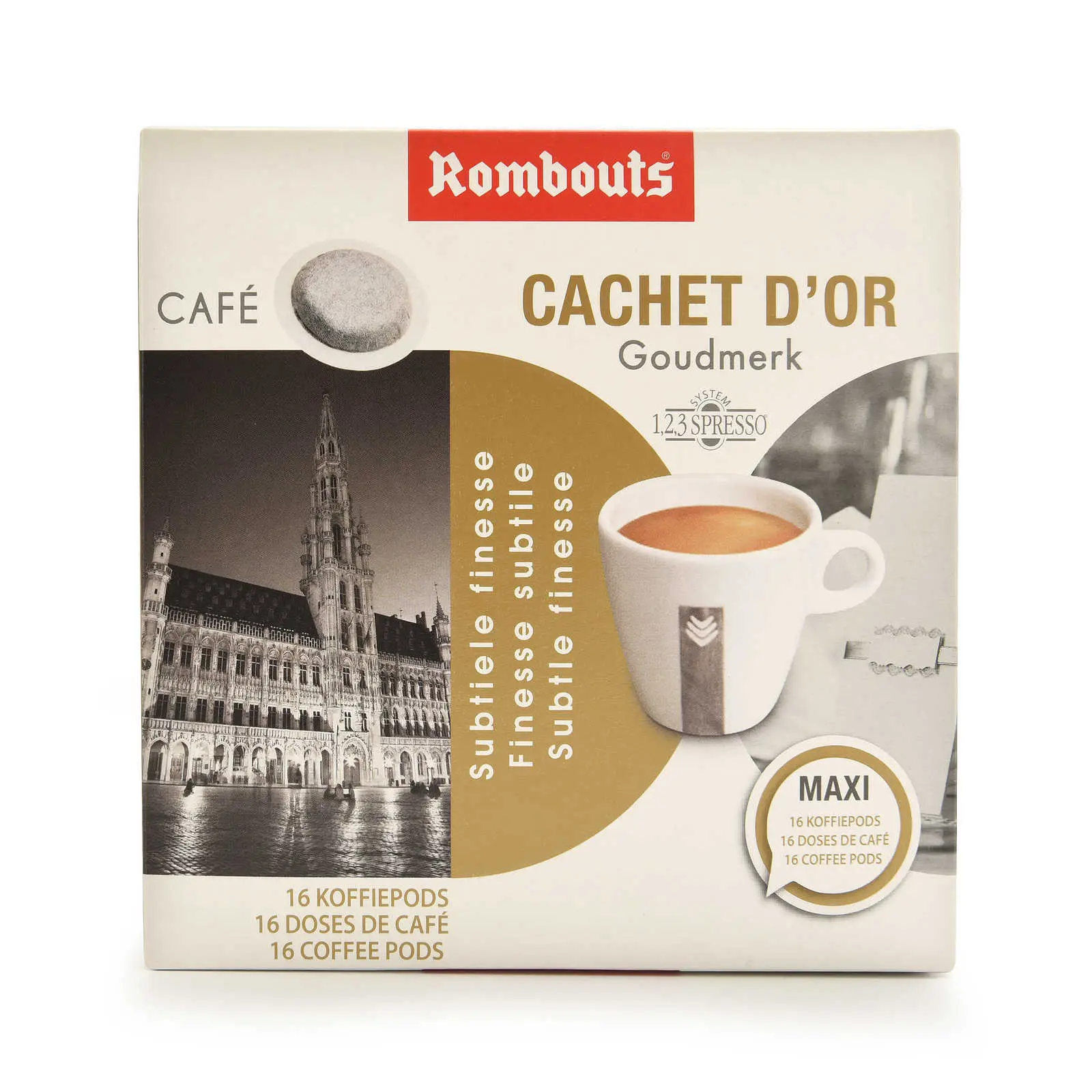 Café Rombouts | Café moulu 16 dosettes de café 4X4 pièces | Filtre à café Rombouts | Café belge | 3,3 onces au total