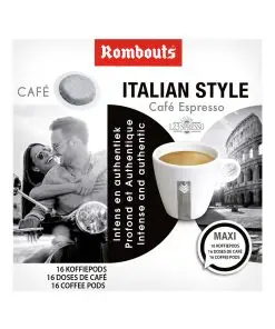 Rombouts Coffee | Café Italian Style Café 16 Coffee Pods 4X4 Pieces | Rombouts Coffee Filter | Belgian Coffee | 3,3 Ounce Total