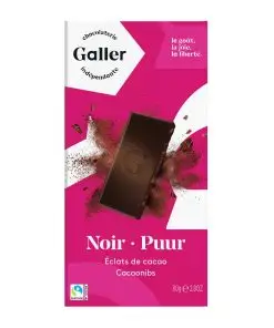 Chocolate Galler Bélgica | Granos de cacao puro | Galler Chocolatier | Chocolate belga | 2,8 onzas en total