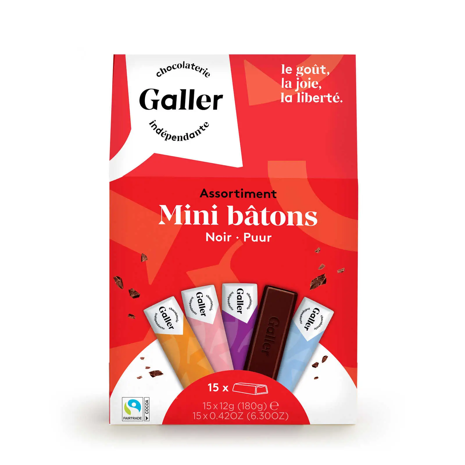 Chocolate Galler Bélgica | Mini Bâtons Escuros Sortidos 15 Unidades | Galler Chocolatier | Chocolate Belga | 6,3 Onças no Total
