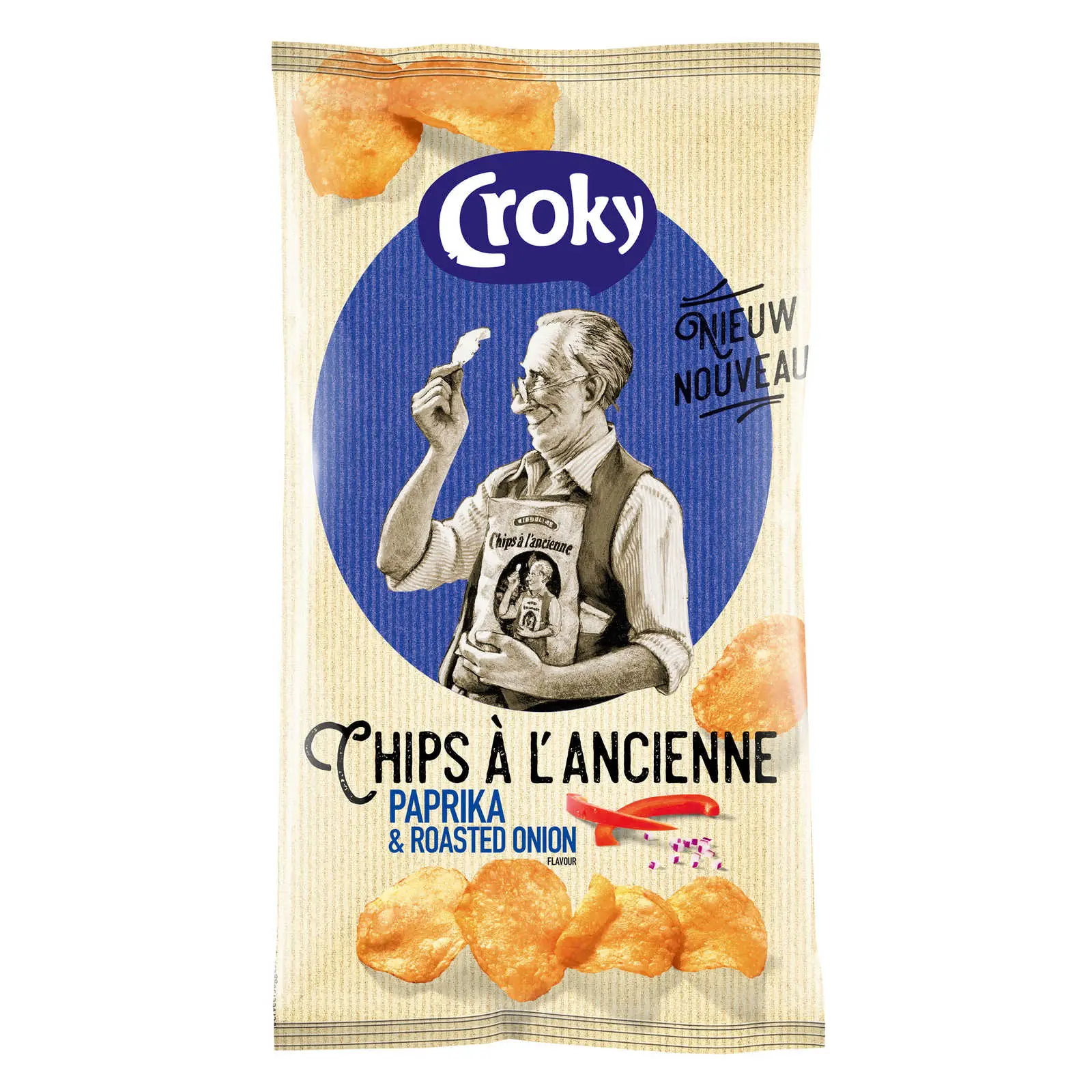 Croky Chips | Chips à l'ancienne saveur paprika et oignon rôti | Croky Crisps | Croky | 7 onces au total