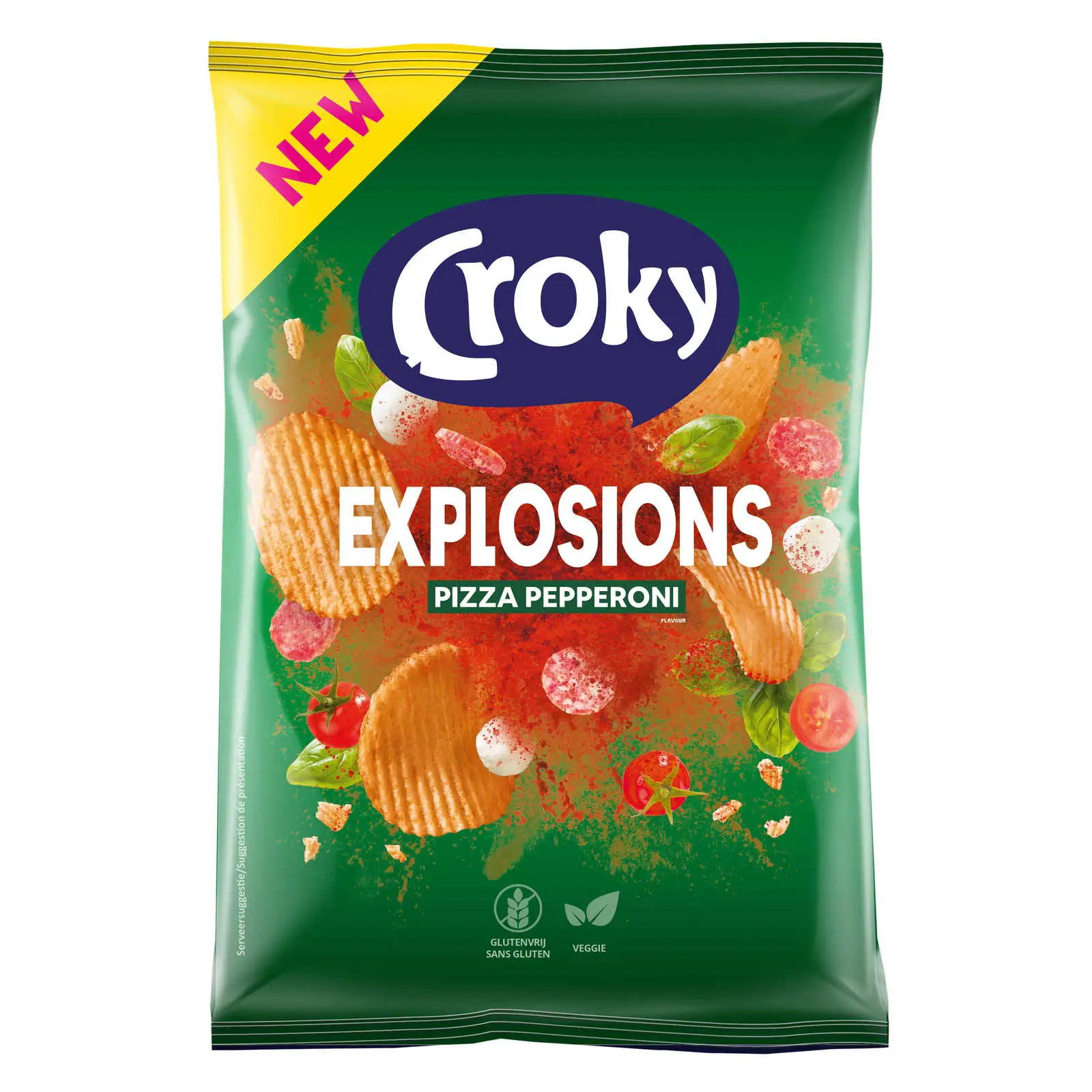 Croky Chips | Explosions Pizza Pepperoni Flavour | Croky Crisps | Croky | 5,2 onzas en total
