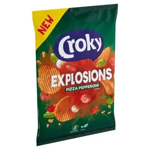 Croky Chips | Explosions Pizza Pepperoni Flavour | Croky Crisps | Croky | 5,2 onzas en total - Imagen 2