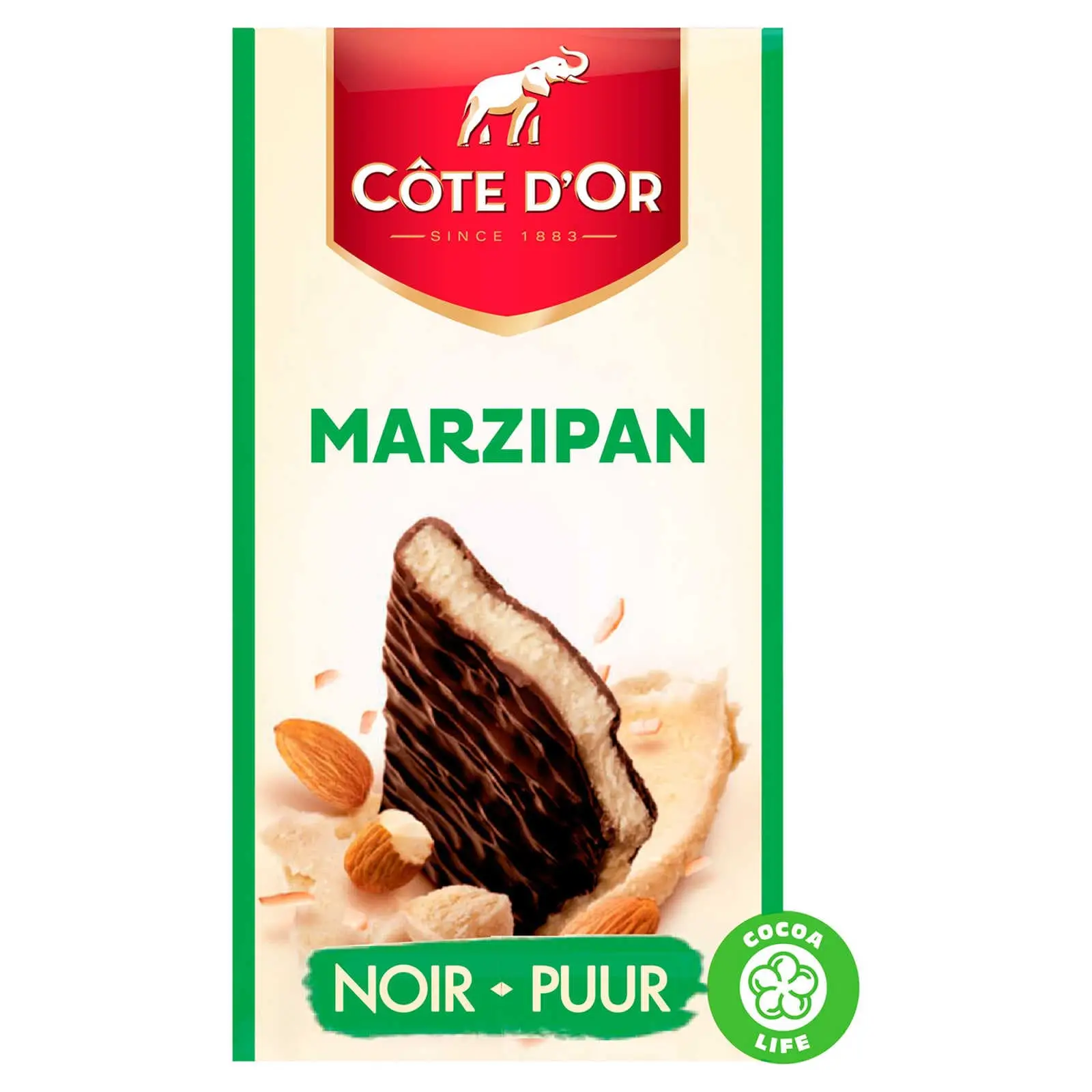 Chocolate belga Côte D Or | Tabuleiro de chocolate preto com maçapão | Chocolates Côte D'Or | Chocolates belgas fabricados na Bélgica Côte D'Or | 5,2 onças no total