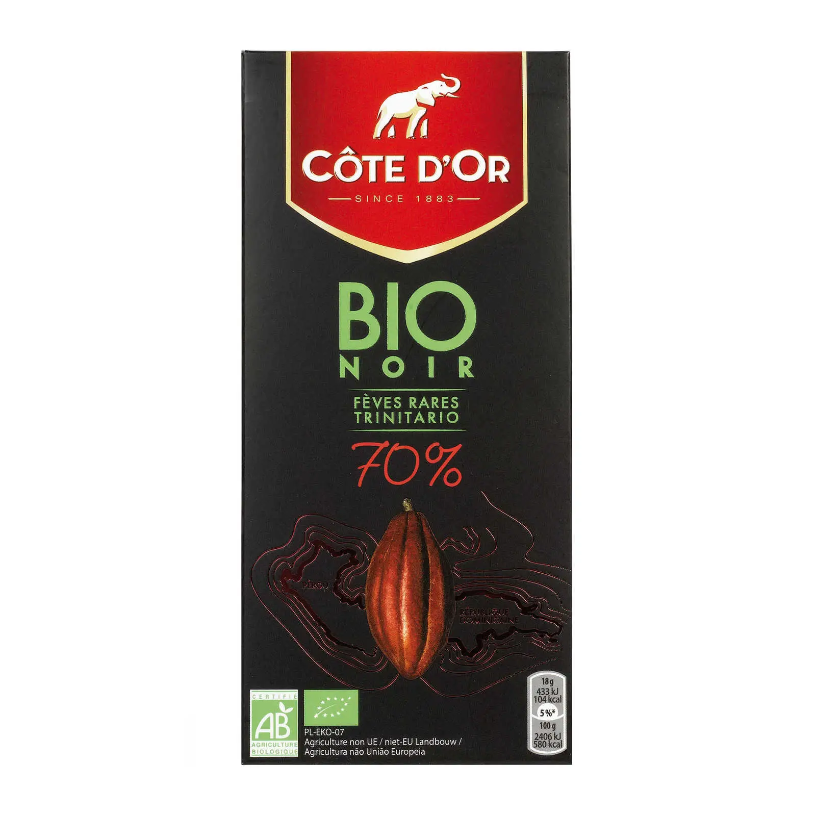 Côte D Or Belgische Schokolade | Bio Noir 70 % | Côte D'Or Schokoladen | Belgische Schokoladen, hergestellt in Belgien Côte D'Or | 3,1 Unzen insgesamt
