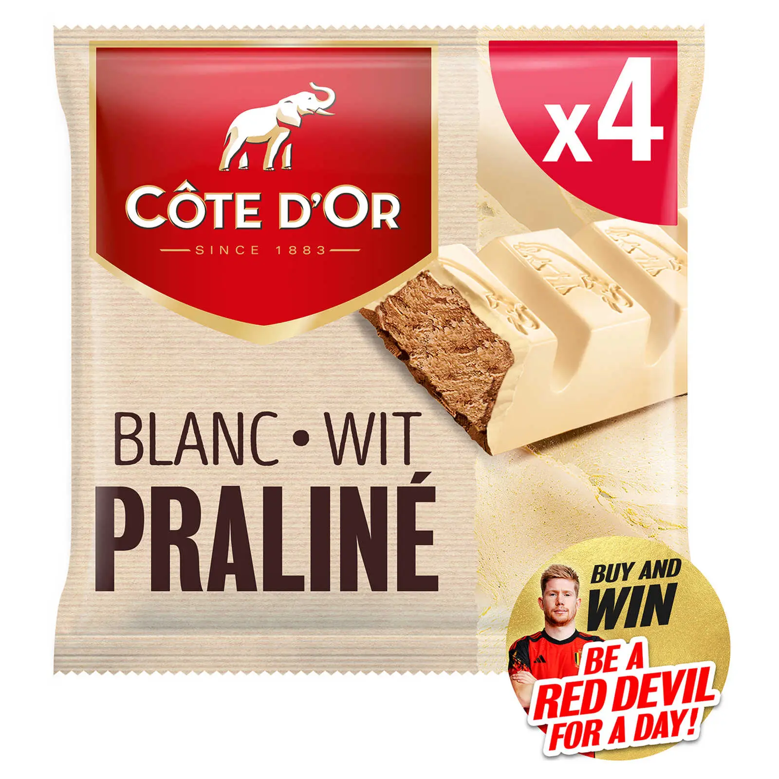 Côte D Or Belgische Schokolade | Weiße Schokoladentafel Praline 4er-Pack | Côte D'Or Schokolade | Belgische Schokolade hergestellt in Belgien Côte D'Or | Insgesamt 6,4 Unzen