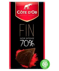 Chocolate belga Côte D'Or | Tableta de chocolate negro intenso extra negro 70 % | Chocolates Côte D'Or | Chocolates belgas elaborados en Bélgica Côte D'Or | 3,5 onzas en total