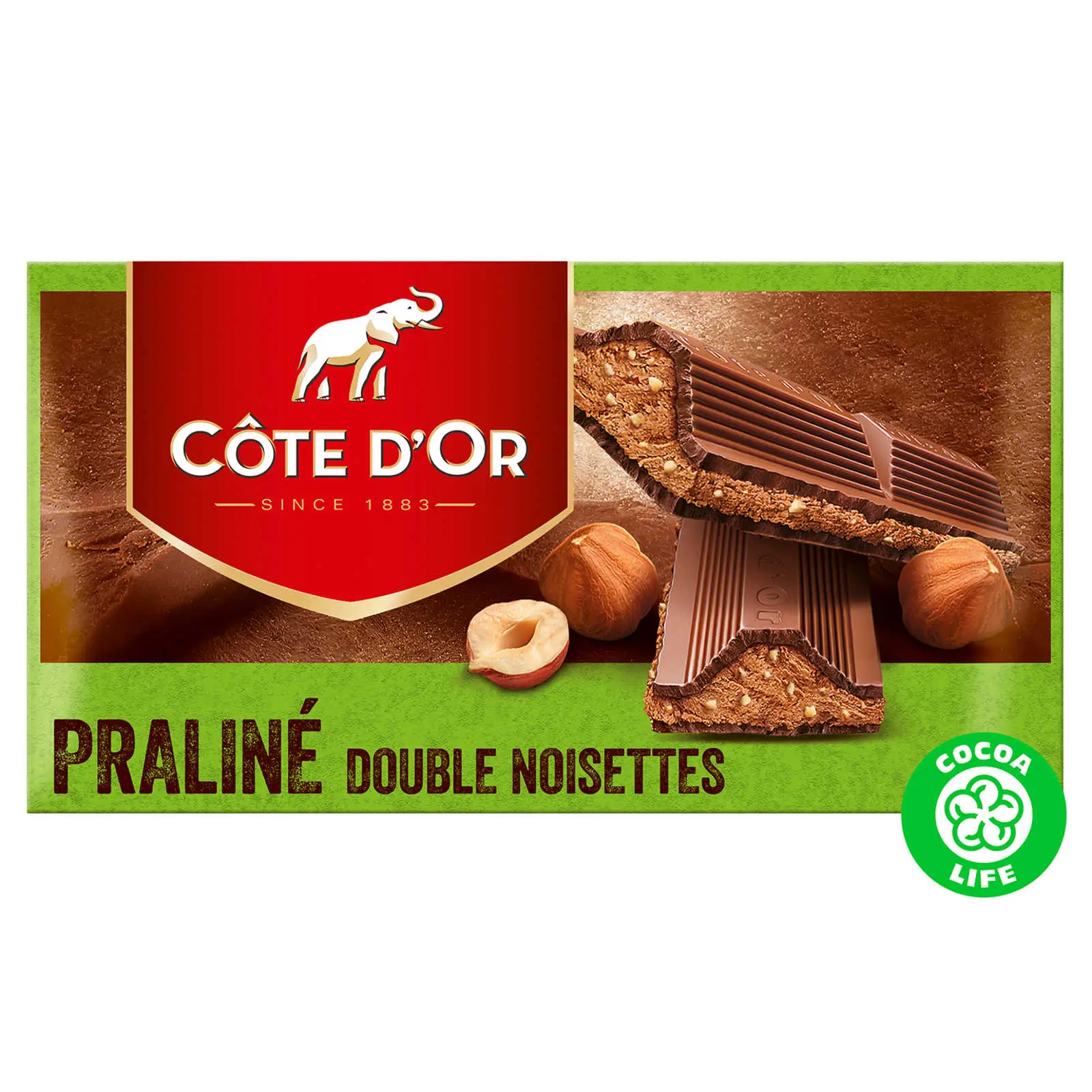 Chocolat belge Côte D'Or | Tablette de chocolat au lait praliné double noisette Côte D'Or | Chocolats Côte D'Or | Chocolats belges fabriqués en Belgique Côte D'Or | 7 onces au total