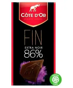Chocolate belga Côte D'Or | Tableta de chocolate negro intenso extra 86 % | Chocolates Côte D'Or | Chocolates belgas elaborados en Bélgica Côte D'Or | 3,5 onzas en total