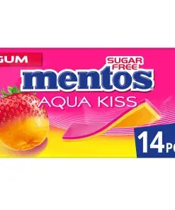 Mentos Kaugummi | Kaugummi Aqua Kiss Erdbeer-Mandarine zuckerfrei 14 Stück | Mentos Kaugummi | Mentos Bonbons | 0,9 Unzen insgesamt