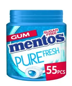 Mentos Kaugummi | Kaugummi Fresh Mint – mit grünem Tee, zuckerfrei, 55 Stück | Mentos Kaugummi | Mentos Süßigkeiten | 3,8 Unzen insgesamt