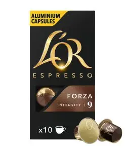 L'Or Coffee Pods | Coffee Capsules Espresso Forza Intensity 9 - 10 Pieces | L'Or Espresso Capsules | L'Or Espresso Pods | 1,8 Ounce Total