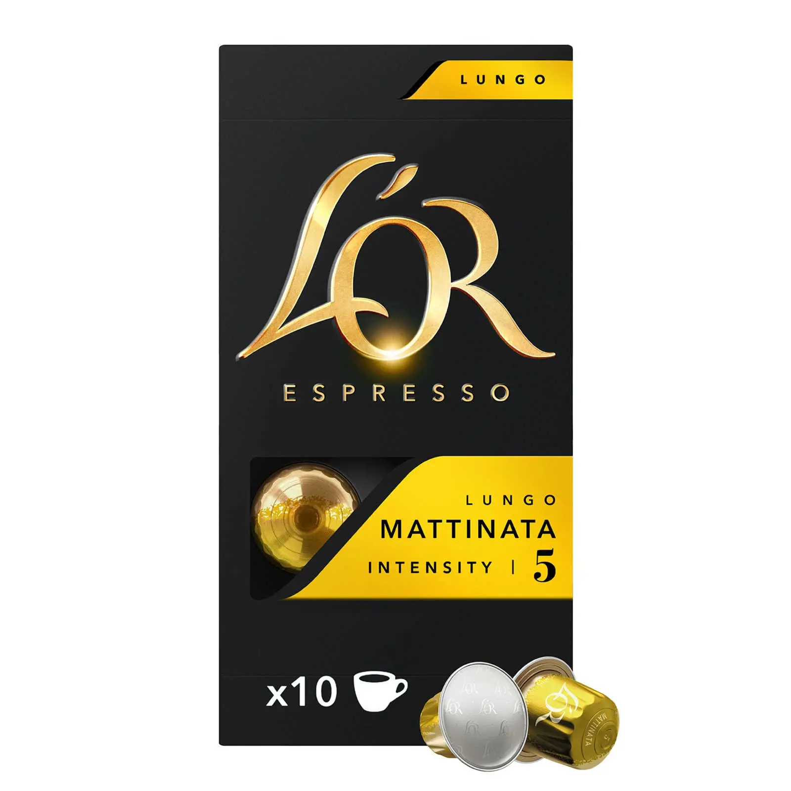 L'Or Coffee Pods | Espresso Lungo Mattinata 10 Capsules | L'Or Espresso Capsules | L'Or Espresso Pods | 1,8 Ounce Total