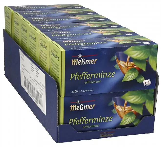 Chá Messmer Alemanha | Chá Meßmer Hortelã-Pimenta | Messmer Tee | Chá da Alemanha | 25,3 onças no total