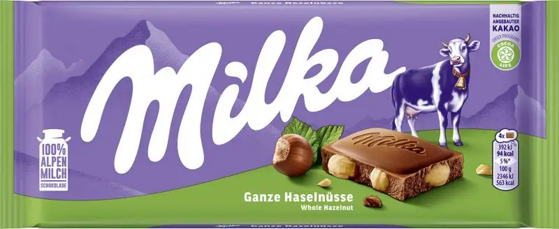 Milka Chocolate Candy | Milka Bar Whole Hazelnuts | Milka Bars | Milka Candy | 3,5 Ounce Total