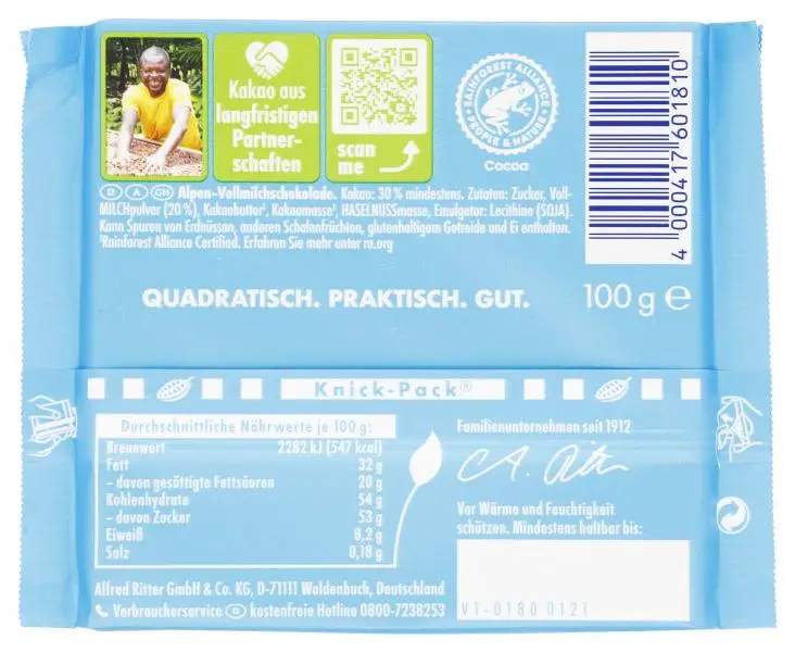 Chocolate Ritter Sport | Ritter Sport Colorful Variety Alpine Milk | Chocolate Ritter | Barras de chocolate alemãs | 3,5 onças no total - Image 2