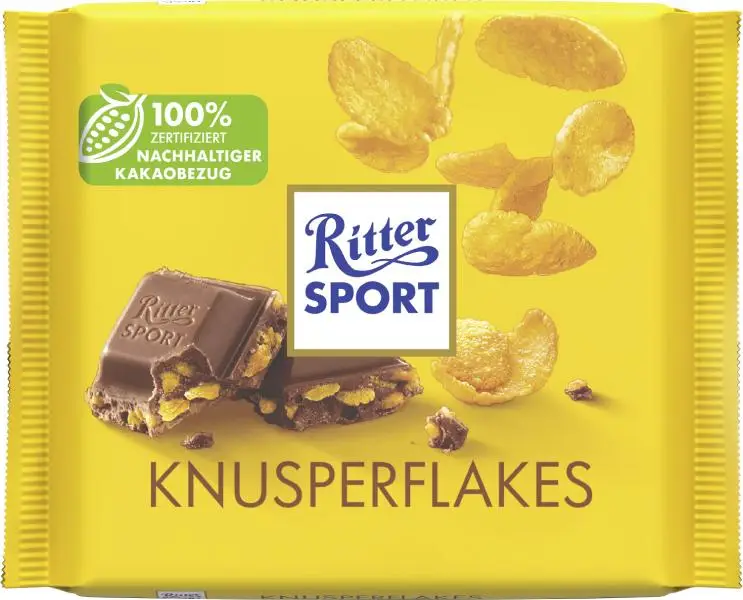 Chocolate Ritter Sport | Ritter Sport com Flocos Crocantes | Chocolate Ritter | Barras de Chocolate Alemãs | 3,5 onças no total