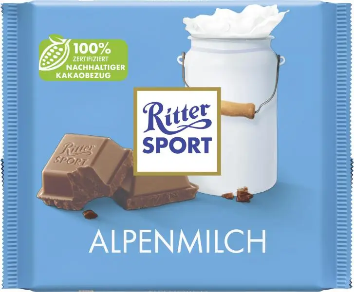 Chocolate Ritter Sport | Ritter Sport Alpine Milk | Chocolate Ritter | Barras de chocolate alemãs | 8,8 onças no total
