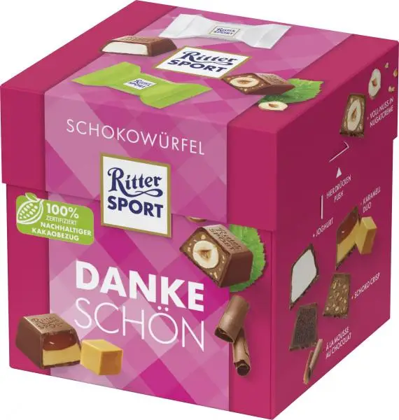 Ritter Sport Chocolate | Thank You Cube | Ritter Chocolate | German Chocolate Bars | 6,7 Ounce Total