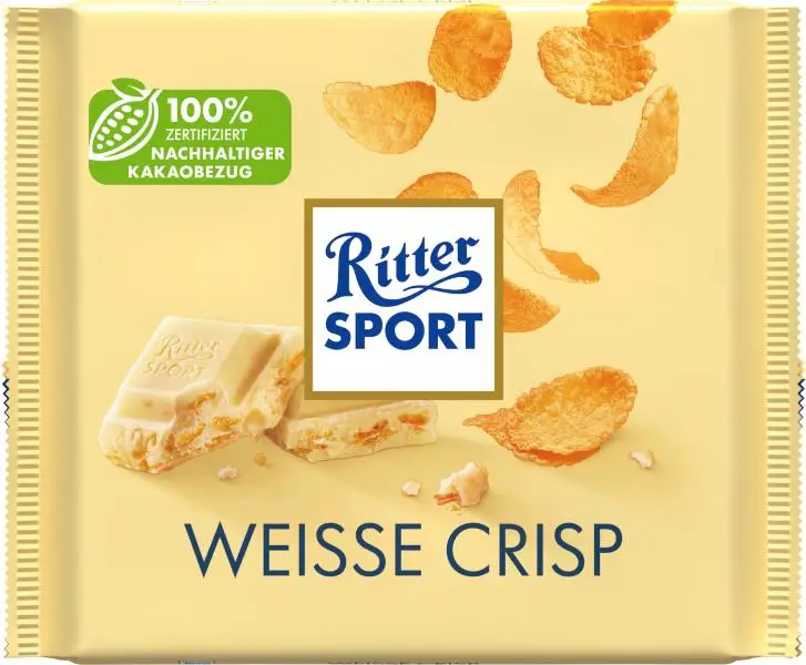 Chocolate Ritter Sport | Ritter Sport White Crisp | Chocolate Ritter | Barras de chocolate alemãs | 8,8 onças no total