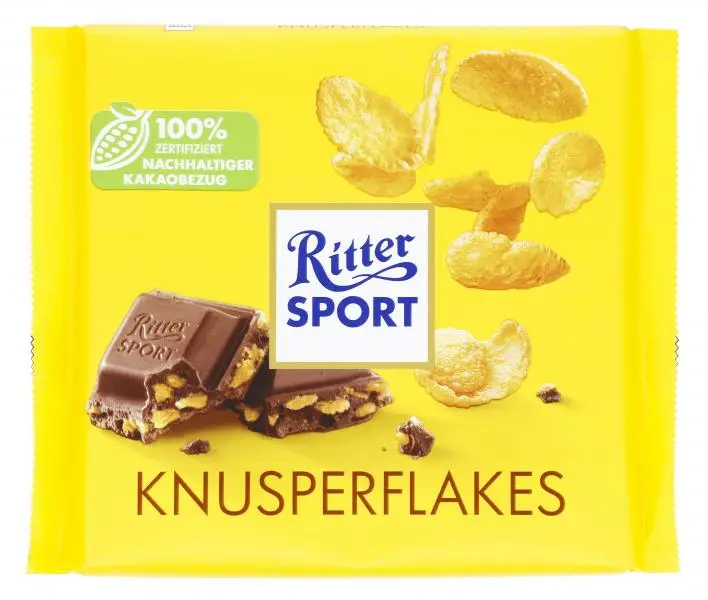 Chocolate Ritter Sport | Flocos Crocantes Ritter Sport | Chocolate Ritter | Barras de Chocolate Alemãs | 250 g no total