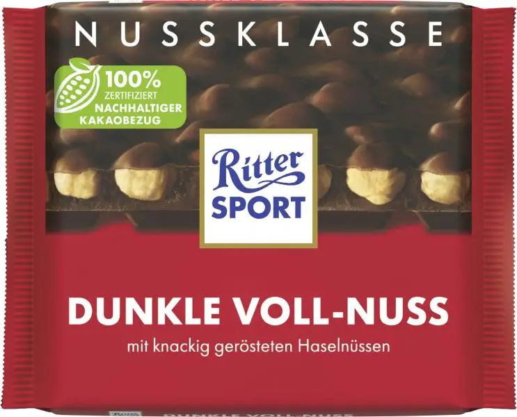 Chocolate Ritter Sport | Ritter Sport com nozes inteiras | Chocolate Ritter | Barras de chocolate alemãs | 3,5 onças no total
