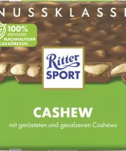 Chocolate Ritter Sport | Ritter Sport Nut Class Cashew | Chocolate Ritter | Barras de chocolate alemãs | 3,5 onças no total