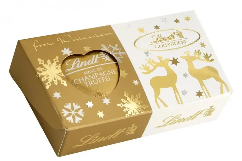 Barras de Chocolate Lindt | Lindt Gold Pieces Champagne Truffle Heart Duo | Chocolate Lindt | Chocolate Suíço | 1,7 Onças no Total