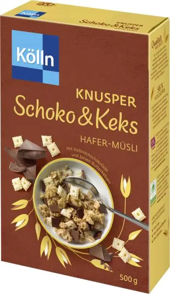 Cereais Kölln | Muesli de aveia crocante com chocolate e biscoito Kölln | Muesli Kölln | Musli Kölln | 17,6 onças no total