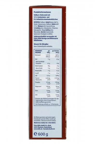 Cereais Kölln | Muesli de Chocolate Kölln | Muesli Kölln | Musli Kölln | 21,1 onças no total - Image 2