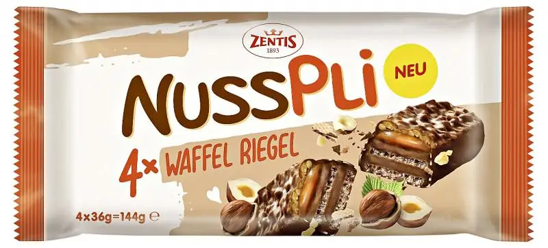 Maçapão Zentis | Barra de Waffle Zentis Nusspli | Maçapão Alemão | Pão de Maçapão Zentis | 5 onças no total