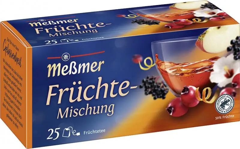 Chá Messmer Alemanha | Mistura de frutas Messmer | Chá Messmer | Chá da Alemanha | 2,6 onças no total