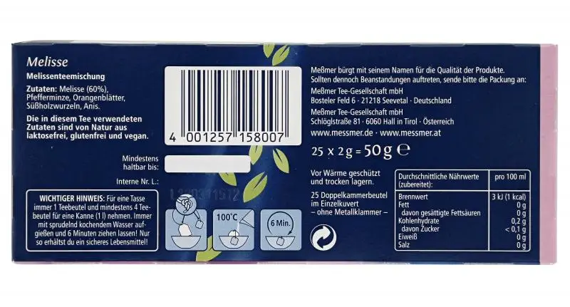 Messmer Tea Germany | Meßmer Tea Melissa Blend | Messmer Tee | Tea From Germany | 1,7 Ounce Total - Image 4