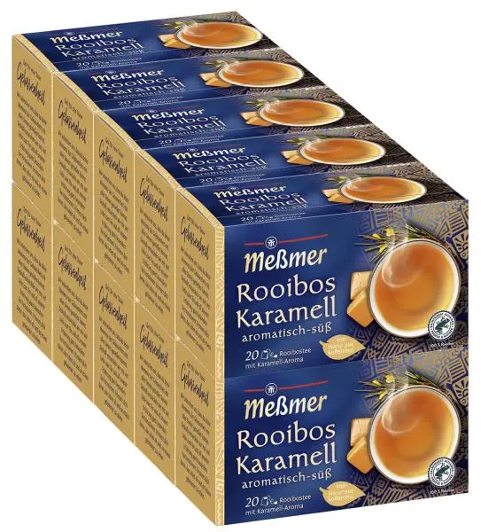 Chá Messmer Alemanha | Meßmer Rooibos Caramelo | Messmer Tee | Chá da Alemanha | 14,1 onças no total