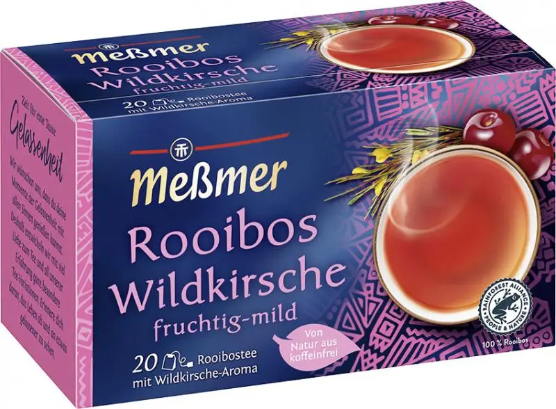 Chá Messmer Alemanha | Meßmer Rooibos Cereja Selvagem | Messmer Tee | Chá da Alemanha | 1,4 onças no total