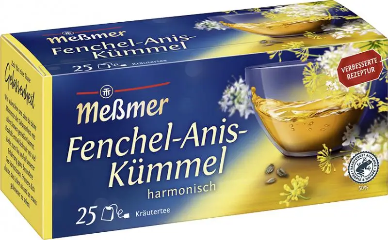 Chá Messmer Alemanha | Meßmer Fennel Anise Cumin | Messmer Tee | Chá da Alemanha | 1,7 onças no total