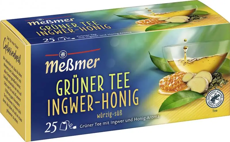 Chá Messmer Alemanha | Meßmer Chá Verde Gengibre Mel | Messmer Tee | Chá da Alemanha | 1,5 onças no total