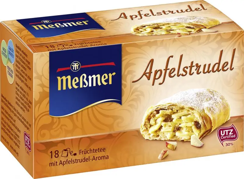 Chá Messmer Alemanha | Strudel de Maçã Meßmer | Messmer Tee | Chá da Alemanha | 1,4 onças no total