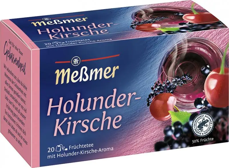 Chá Messmer Alemanha | Meßmer Sabugueiro-Cereja | Messmer Tee | Chá da Alemanha | 1,4 onças no total