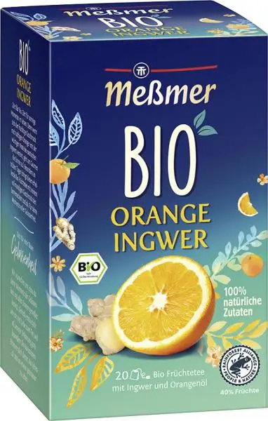 Chá Messmer Alemanha | Chá Meßmer Laranja Gengibre | Messmer Tee | Chá da Alemanha | 1,4 onças no total