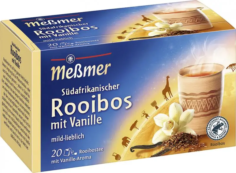 Chá Messmer Alemanha | Chá Meßmer Rooibos Sul-Africano com Baunilha | Messmer Tee | Chá da Alemanha | 1,4 onças no total