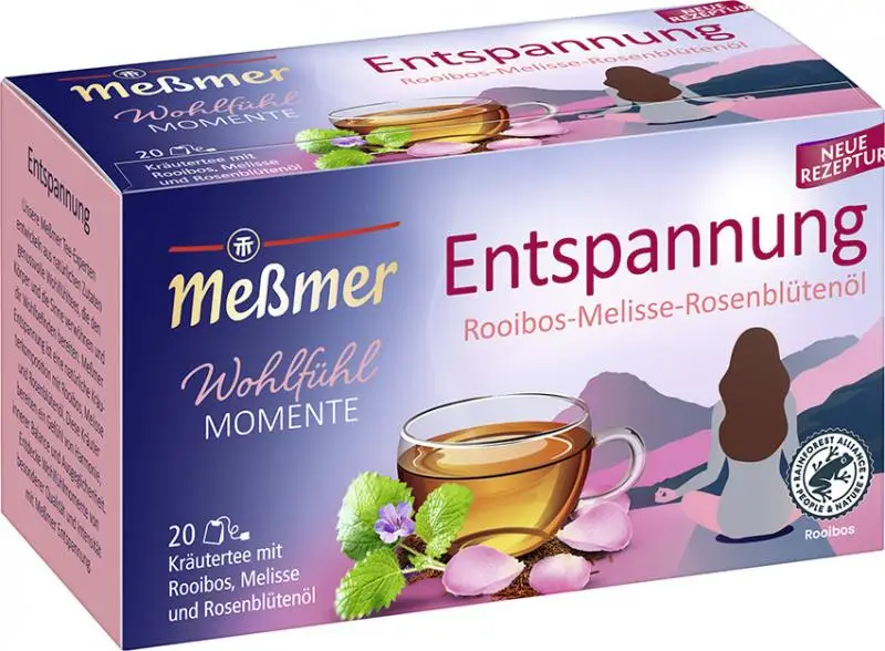 Chá Messmer Alemanha | Meßmer Relaxation Rooibos Lemon Balm Rose Petal Oil | Messmer Tee | Chá da Alemanha | 1,4 onças no total