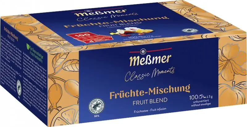 Chá Messmer Alemanha | Chá Messmer Profiline Mistura de Frutas | Messmer Tee | Chá da Alemanha | 10,5 onças no total